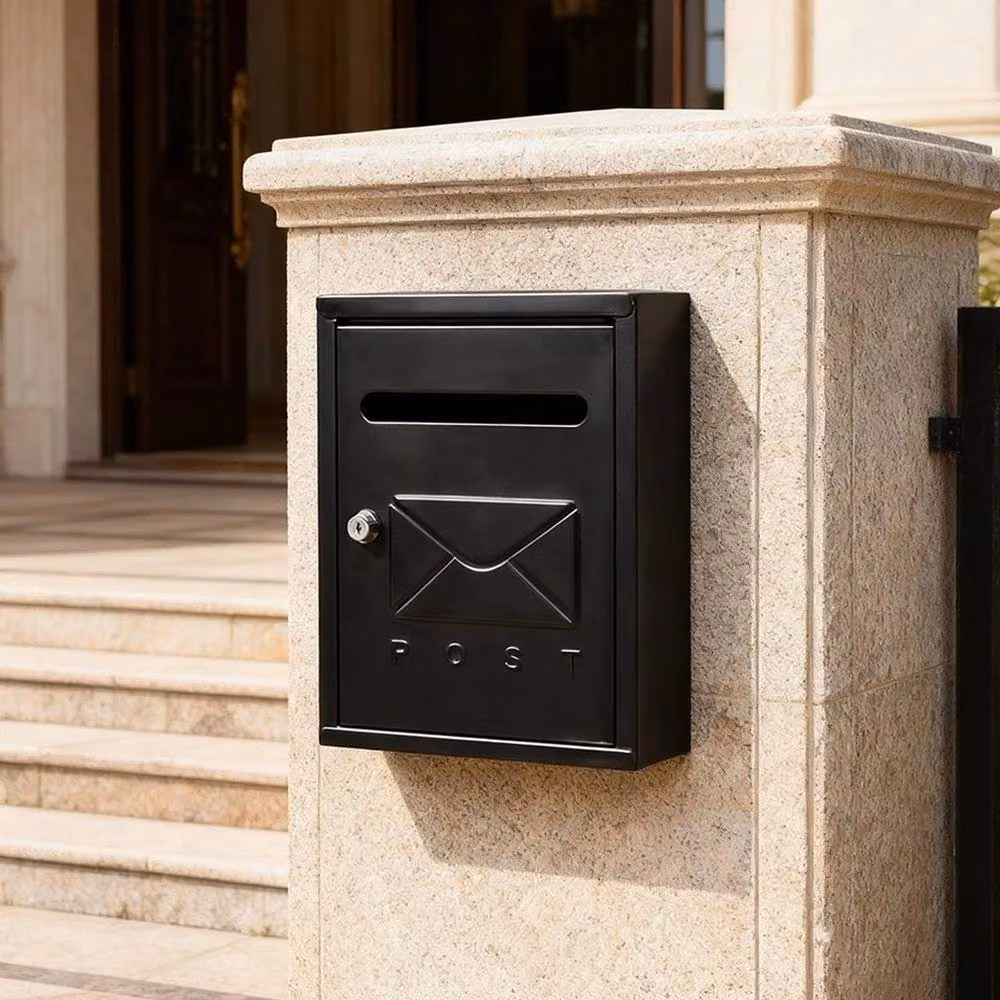 SPETLEK Black Wall Mounted Steel Letter Box with 2 Keys – 5