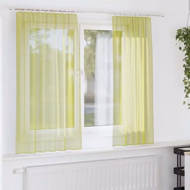 Berkfield Home Apple Green Voile Curtains with Rod Pockets, 2 Pack, H 175 x W 140 cm
