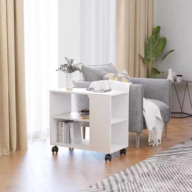 Berkfield Home White Side Table in Composite Wood W/D/H: 70 x 35 x 55 cm – 1