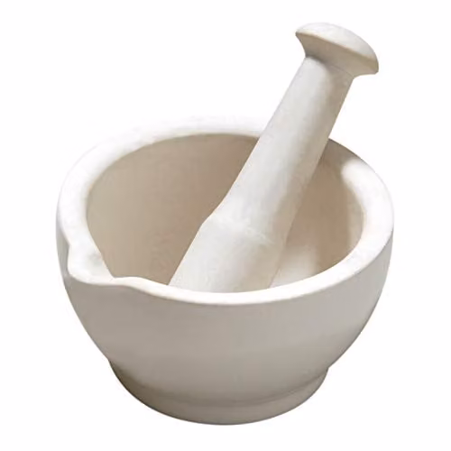 Orsina White Ceramic Mortar and Pestle with Pouring Spout, H7 x W12.5 x D12.5 cm – 1