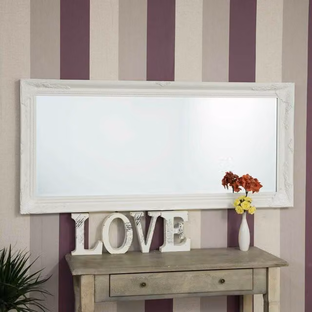 MirrorOutlet Thornton White Full Length Mirror, Rectangular Wall Mirror, W: 79.0 cm, H: 170.0 cm