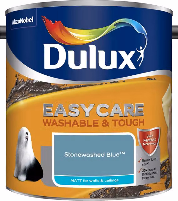Dulux Easycare Washable and Tough Matt Dispersion Paint in Blue, 2.5L – 4