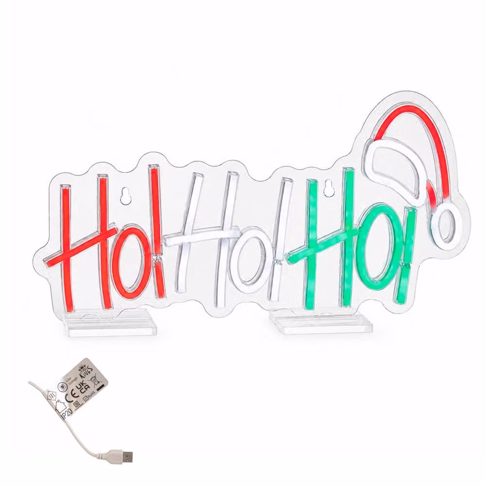 Samuel Alexander 40cm Ho Ho Ho Neon-Style LED Light Up Christmas Decoration in Multicolour – 3