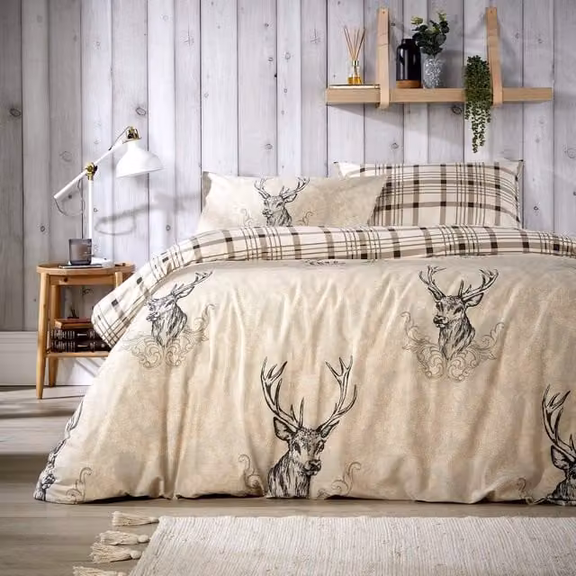 NewEdgeBlinds Rustic Animal Print Duvet Set in Beige and Yellow, W: 180 cm x L: 200 cm