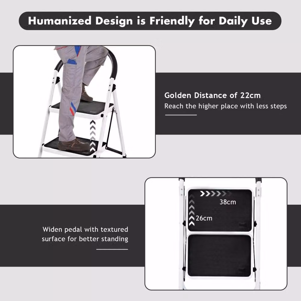 Costway 2 Step Folding Household Step Ladder with Handle and Anti-Slip Platform in Black – 5