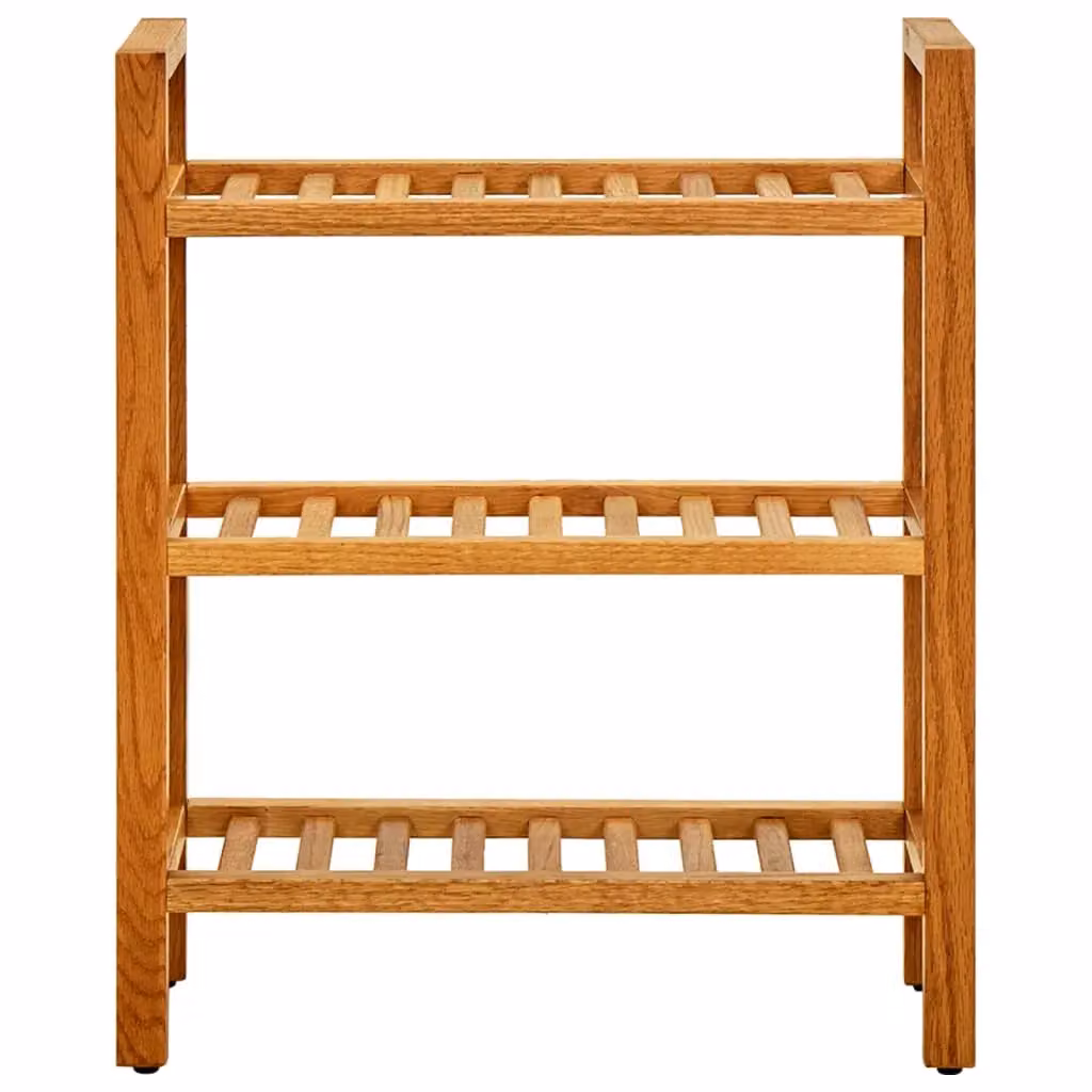 Berkfield Home 3-Shelf Solid Oak Wood Shoe Rack in Brown, W/D/H: 50 x 27 x 60 cm – 2