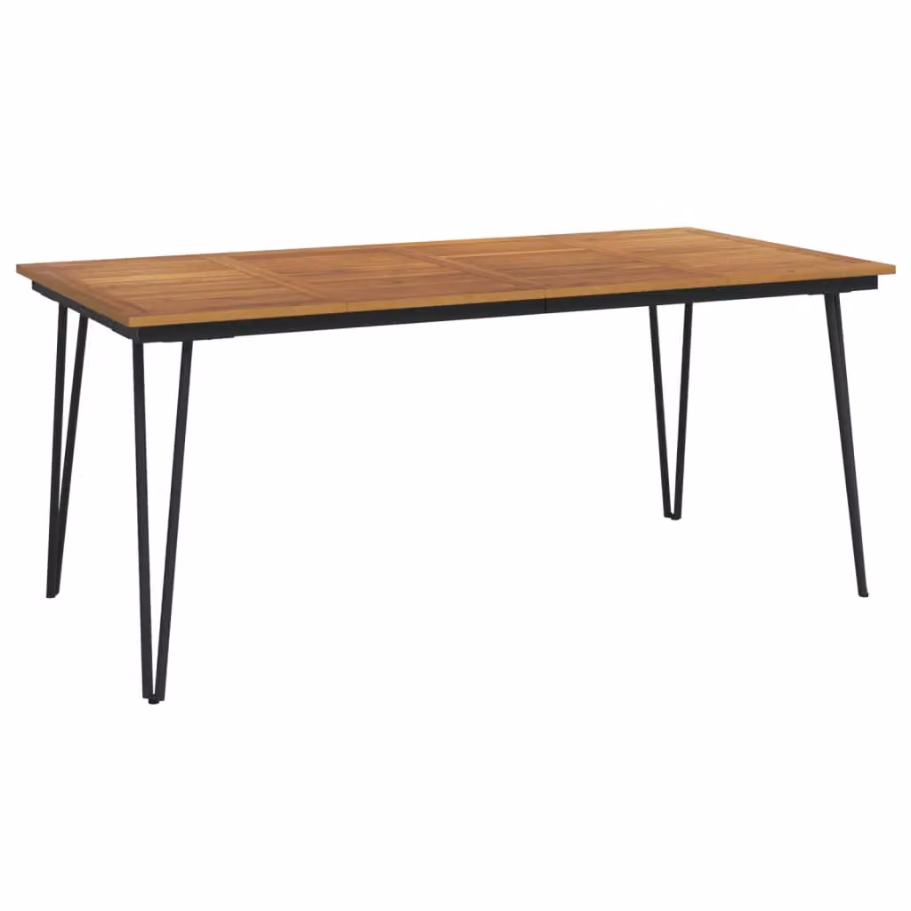 Berkfield Home Brown Acacia Solid Wood Garden Table with Metal Hairpin Legs W/D/H: 180 x 90 x 75 cm – 2