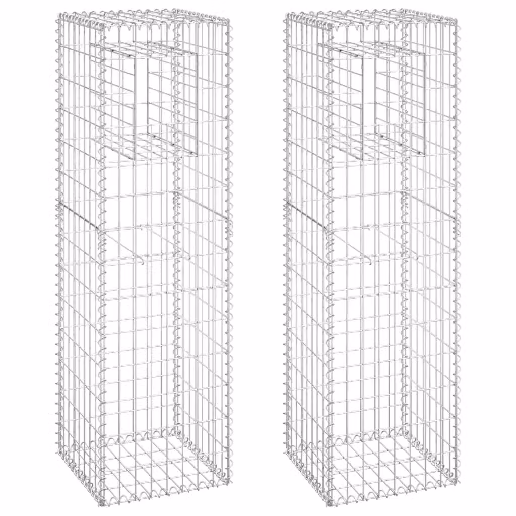 Berkfield Home Silver Iron Gabion Basket Posts, 2 Pack, W/D/H: 40 x 40 x 140 cm – 2