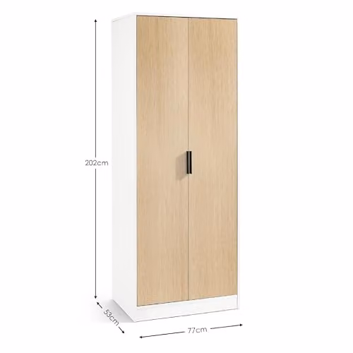 Julian Bowen Alba 2 Door Wardrobe with Soft Close Doors in White and Oak – 2