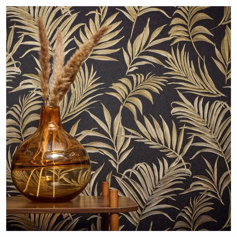 A.S. Création Botanical Floral Textured Wallpaper in Black – 2