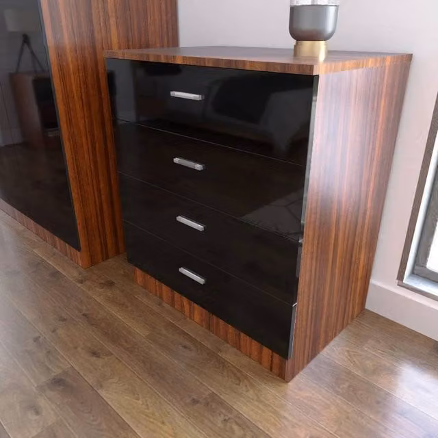 ERGOVEXA Black Walnut 4 Drawer Bedroom Chest of Drawers