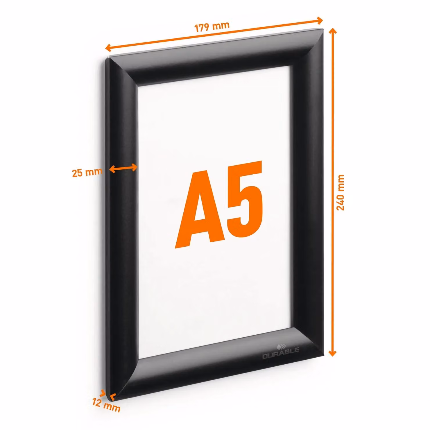 Durable Aluminium A5 Snap Frame in Black for Menus and Posters, Pack of 1 – 4