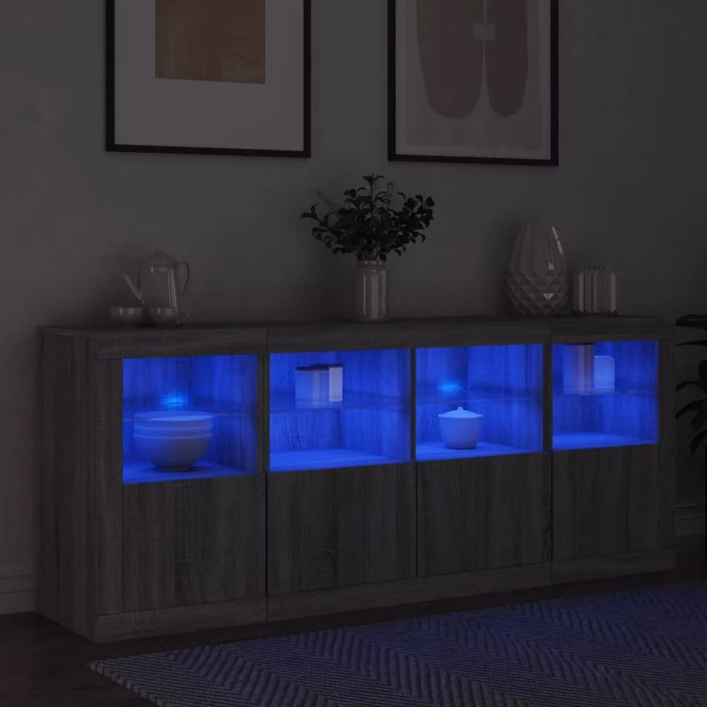 Berkfield Home Modern Sideboard with Integrated LED Lights in Grey Sonoma, W/D/H: 163 x 37 x 67 cm – 4