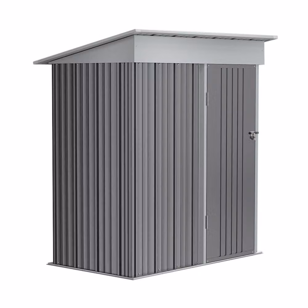 Living and Home Metal Outdoor Storage Shed with Lockable Door in Grey – 9