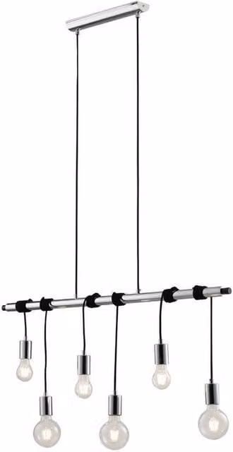 Netlighting Admiral Bar 6-Light Ceiling Pendant in Chrome and Black with E27 Sockets