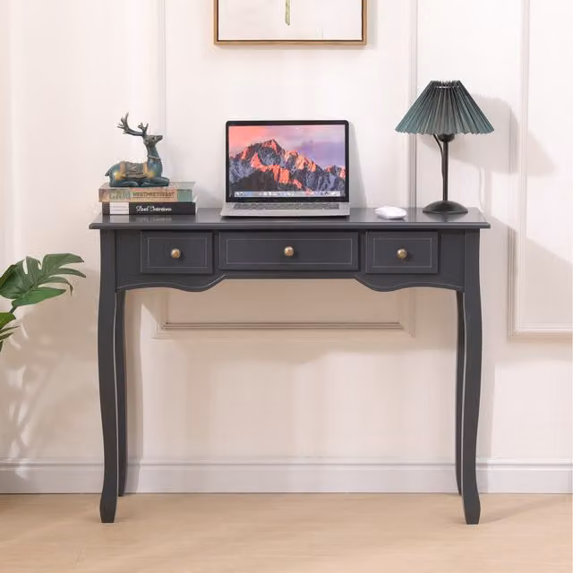 HMD Classic Dark Grey Console Table with 3 Drawers