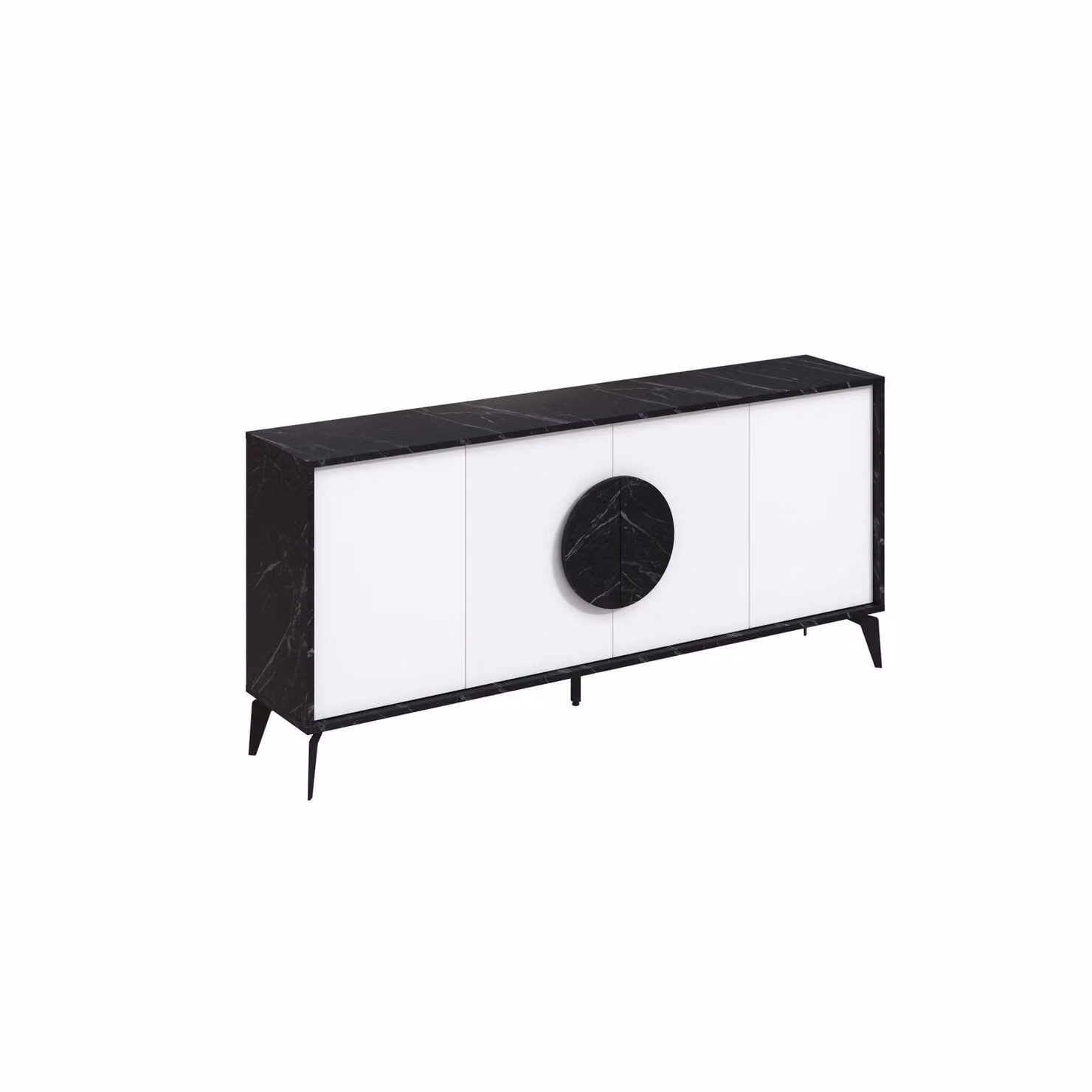 Decortie Gora 4 Door Modern Sideboard Storage Cabinet with Metal Legs in White or Jet Black, Width: 180 cm – 2
