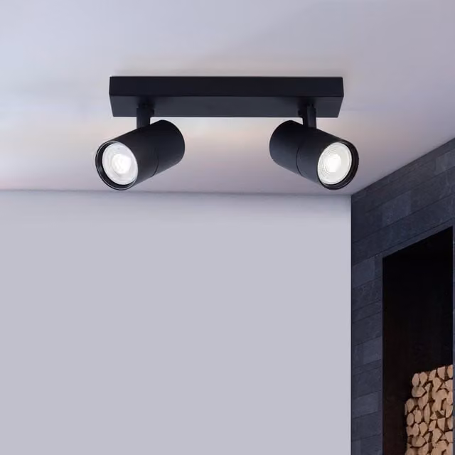 Harper Living 2 Way Adjustable GU10 Ceiling Spotlight Bar in Black – 1