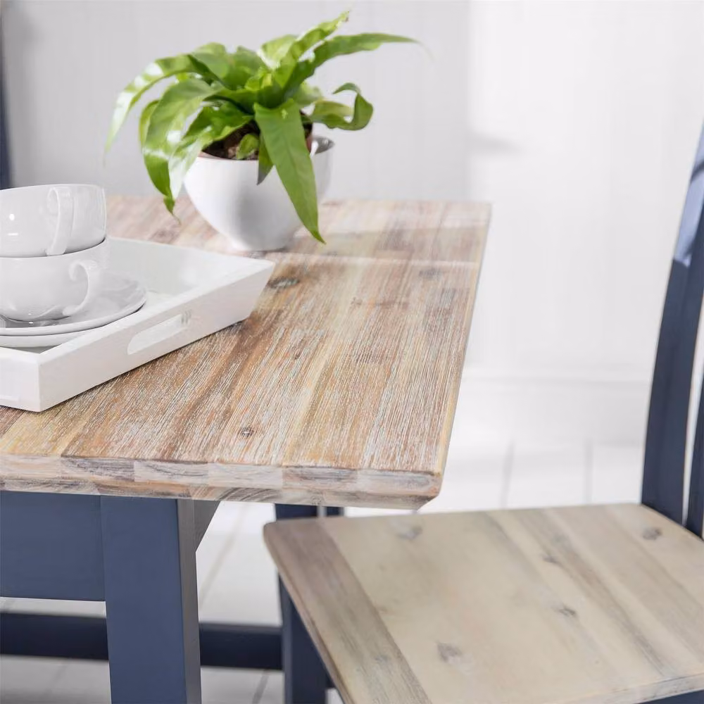 Statement Furniture Florence Square Extendable Acacia Wood Kitchen Dining Table in Blue – 5