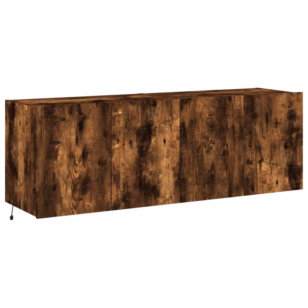 Berkfield Home Set of 2 Modern Wall Mounted TV Cabinets with Integrated LED Lights in Smoked Oak Brown, W/D/H: 60 x 35 x 41 cm – 3
