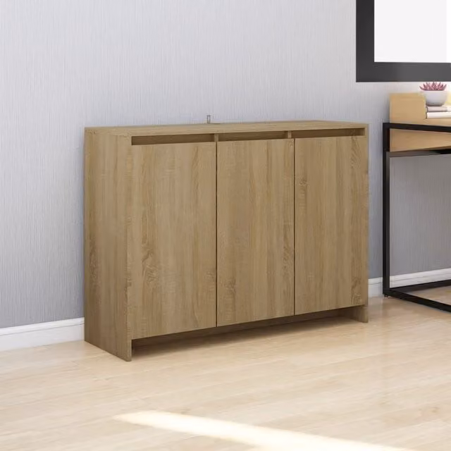 Berkfield Home Sonoma Oak Sideboard in Beige, W/D/H: 102 x 33 x 75 cm