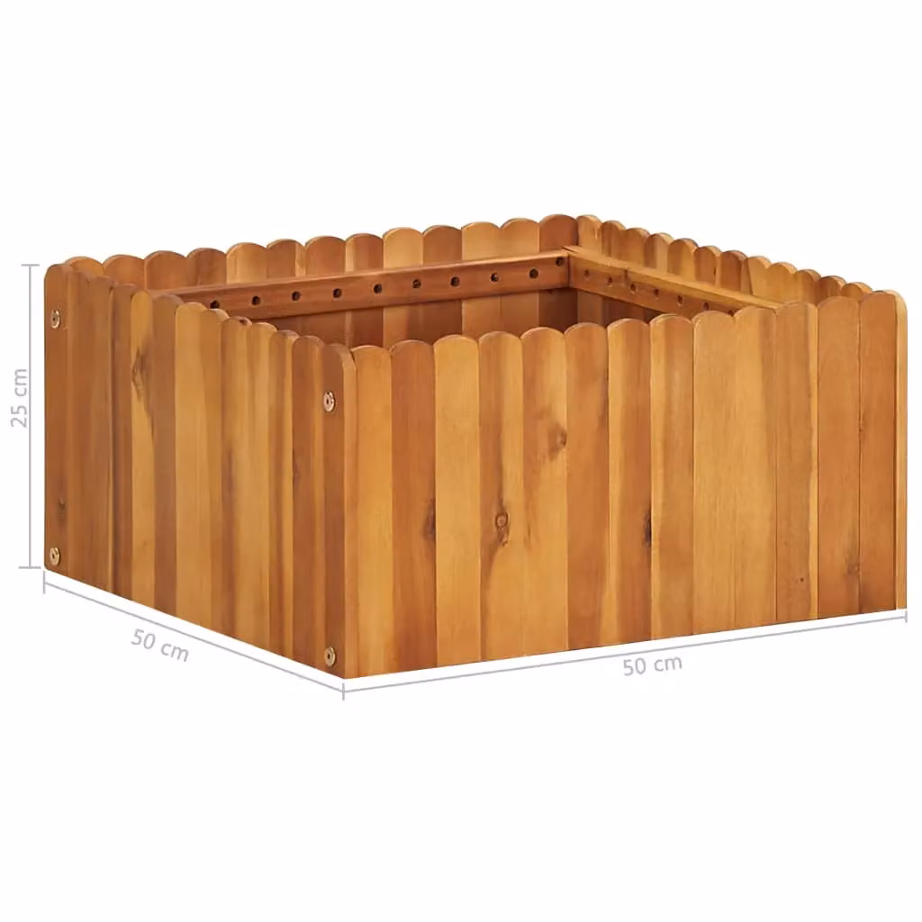 Berkfield Home Garden Raised Bed in Brown Solid Acacia Wood, W/D/H: 50 x 50 x 25 cm – 2