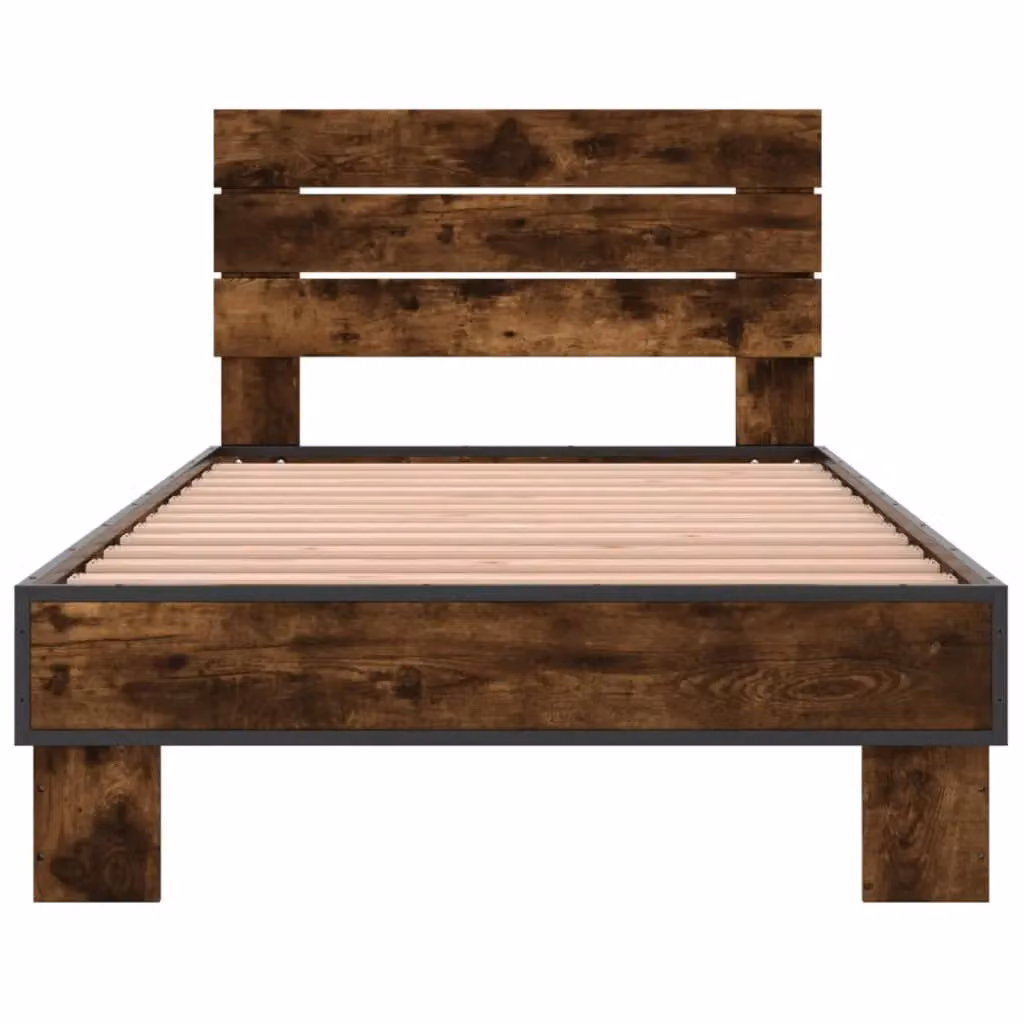 Berkfield Home Smoked Oak Bed Frame in Brown, W/D/H: 90 x 200 cm – 3