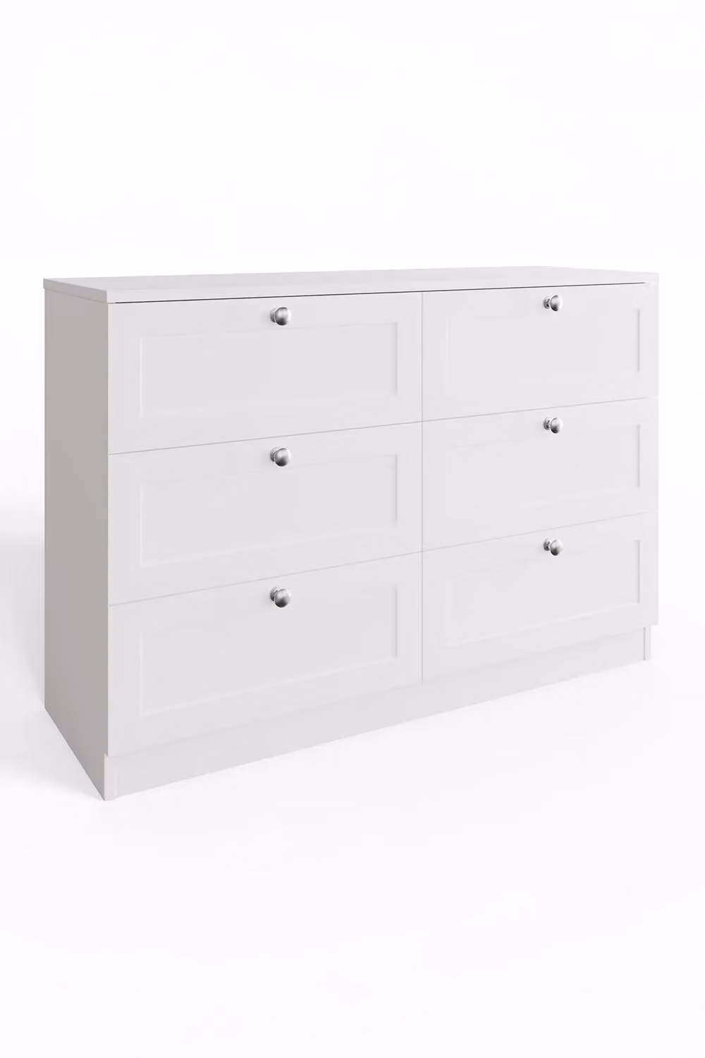 FWStyle Artus Panelled 6 Drawer Chest in White, H 77 x W 110 x D 40 cm – 2