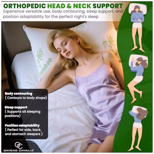 GAVENO CAVAILIA White Bamboo Memory Foam Orthopaedic Neck Support Pillow – 3