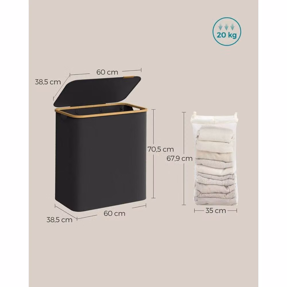 Kelvenix Steel Laundry Basket with Lid, Black, 150 L, W/D/H: 70.5 x 60 x 0.6 m2 – 2