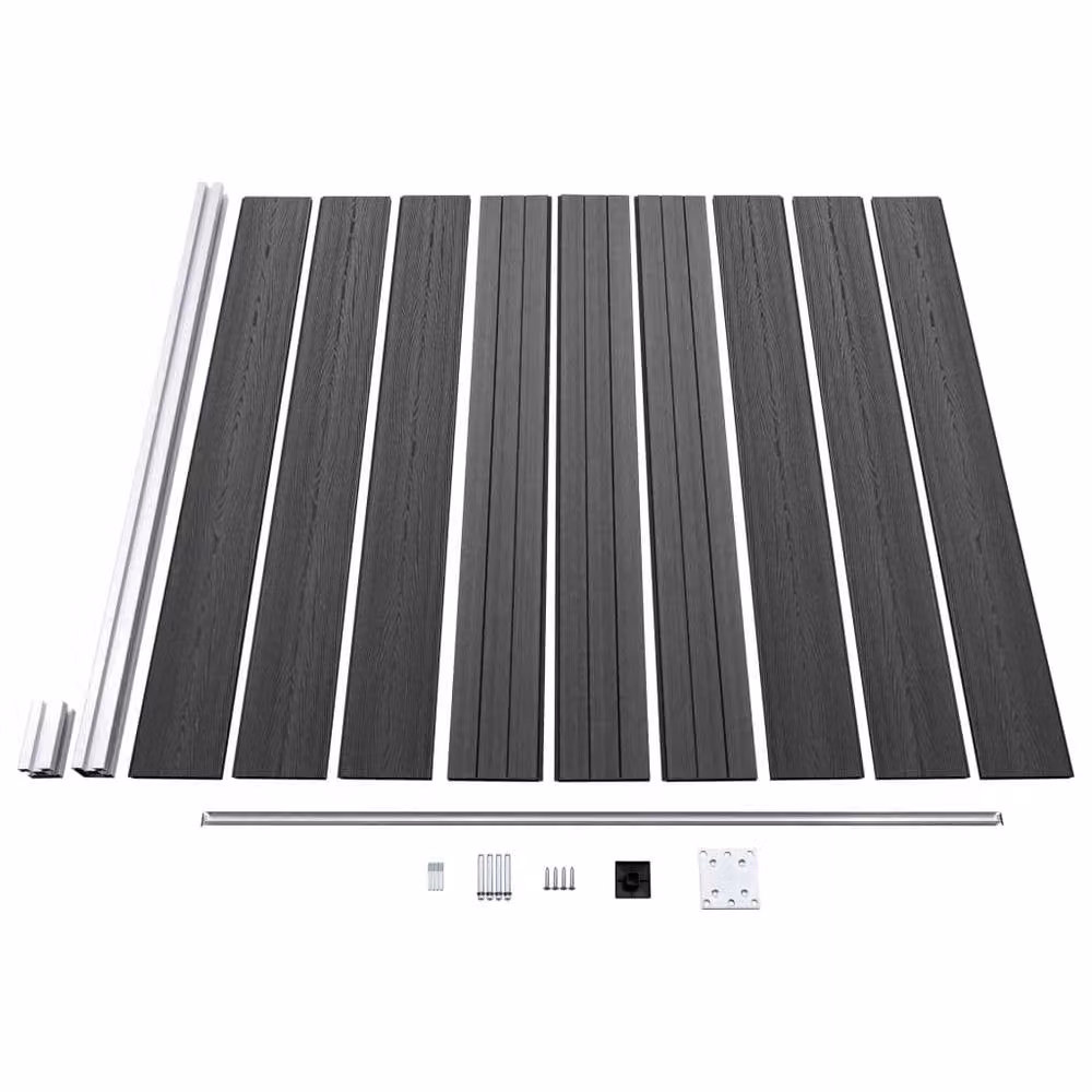 Berkfield Home WPC Fence Panel Set in Black, Height: 183 cm – 4