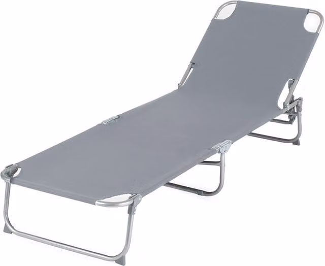 LIVIVO Grey Folding Sun Lounger with Textilene Fabric and Metal Frame