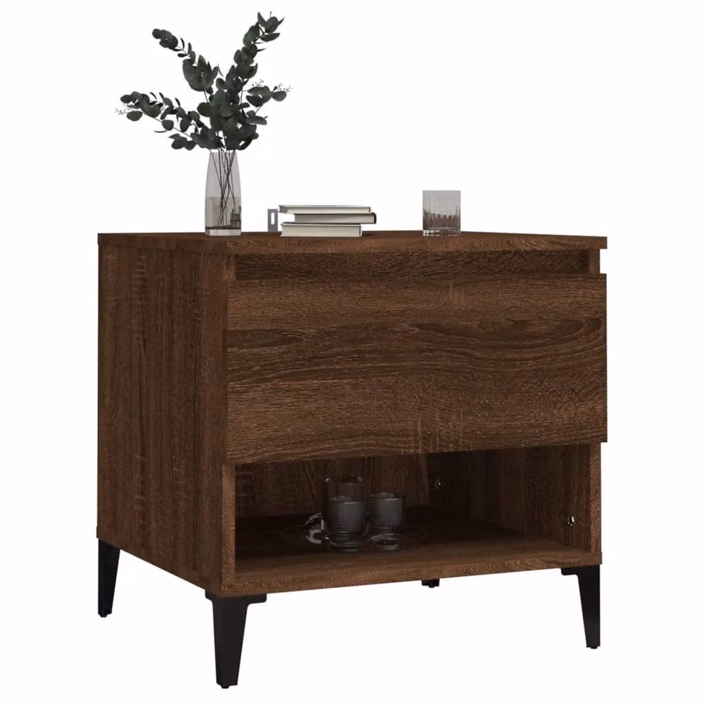 Berkfield Home Set of 2 Side Tables in Brown Oak, W/D/H: 50 x 46 x 50 cm – 3