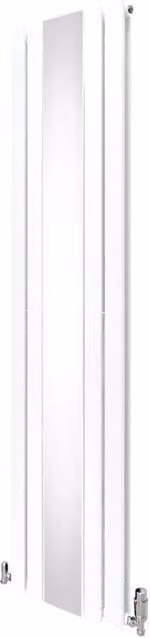 Monstershop White Steel Flat Mirror Radiator and Valves W: 180 cm, H: 42.5 cm