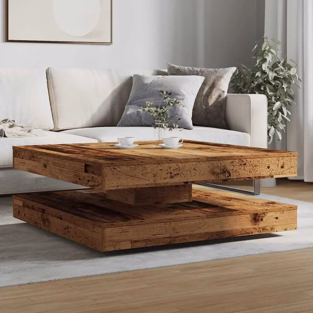 Berkfield Home 360-Degree Rotatable Square Coffee Table in Brown, W/D/H: 90 x 90 x 34.5 cm – 3
