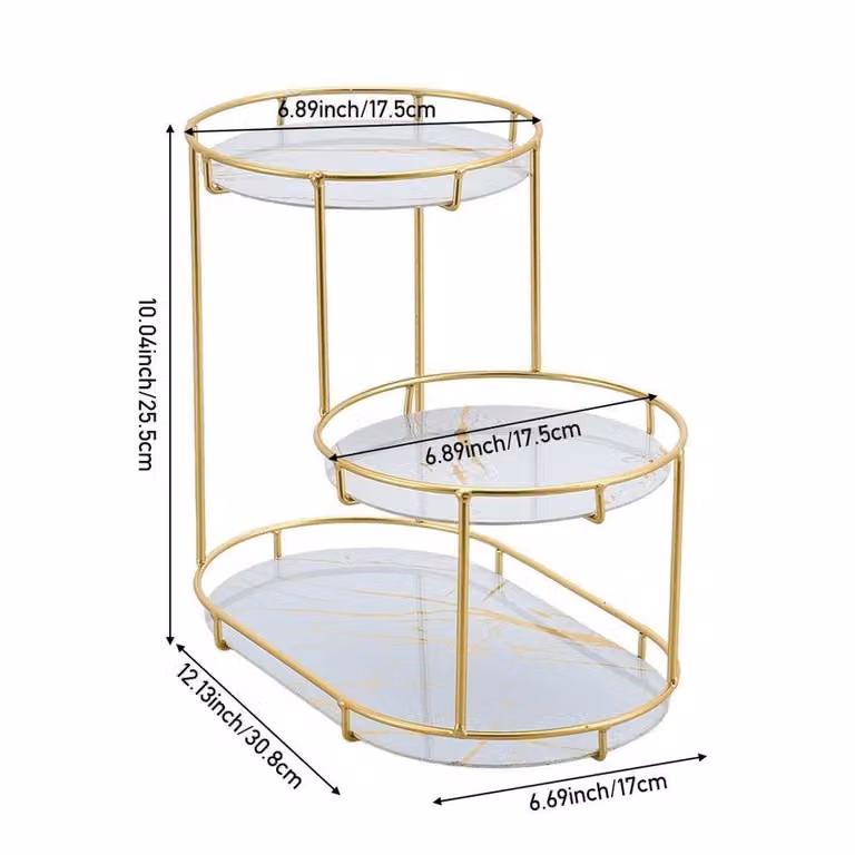 KORVIXA White Perfume Rotating Organiser Stand Tier Shelf Rack