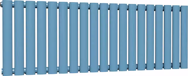 Lux Heat Oval Horizontal Single Wall Mounted Steel Radiator in Blue, W: 114 cm, H: 40 cm