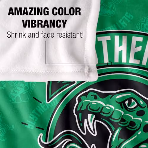 Warner Brothers Harry Potter Slytherin Varsity Badge Fleece Blanket, W/D/H: 152 x 127 cm, White and Green – 3