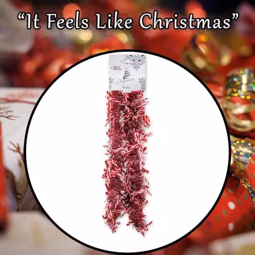 VFM e-Store Red Striped Candy Cane Tinsel Christmas Decoration W/D/H: 55 x 19 x 12 cm – 7