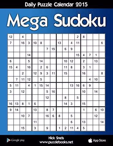 Createspace Daily Mega Sudoku 16x16 Puzzle Calendar 2015 for Adults in Blue