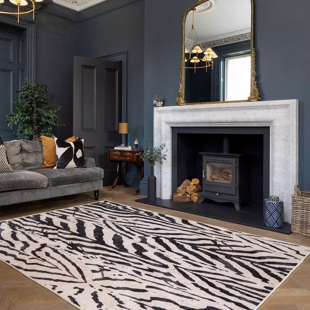 Kukoon Modern Zebra Print Area Rug in Black and White, W/D/H: 60 x 240 cm – 2
