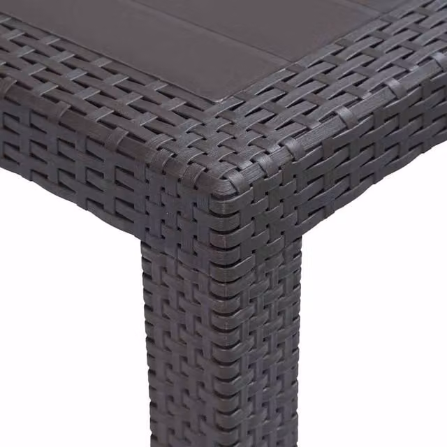 Berkfield Home Rectangular Garden Table in Brown Plastic Rattan Look, W/D/H: 220 x 90 x 72 cm
