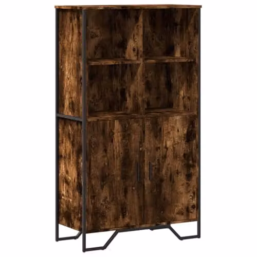 vidaXL Highboard Sideboard Cabinet in Smoked Oak, W/D/H: 79.5 x 35.5 x 137.5 cm