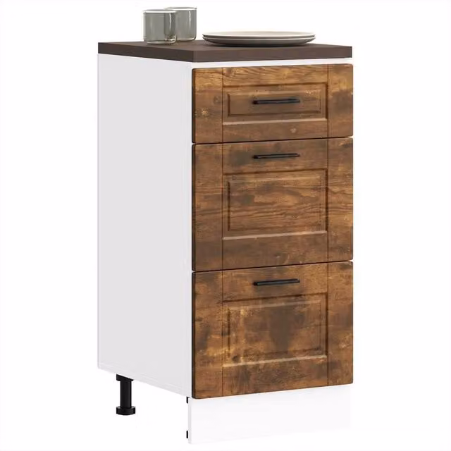 Berkfield Home Porto Smoked Oak Kitchen Base Cabinet in Brown – 1