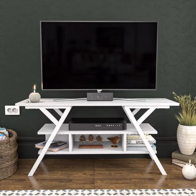 Decorotika Minerva TV Unit in White Metal and MDF