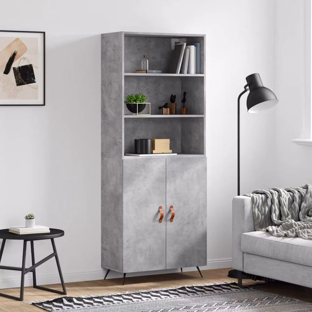 Berkfield Home Highboard in Concrete Grey, W/D/H: 69.5 x 34 x 180 cm – 2