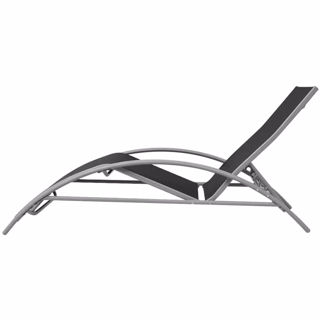 Berkfield Home Black Aluminium Sun Loungers with Umbrella and Adjustable Headrest – 4