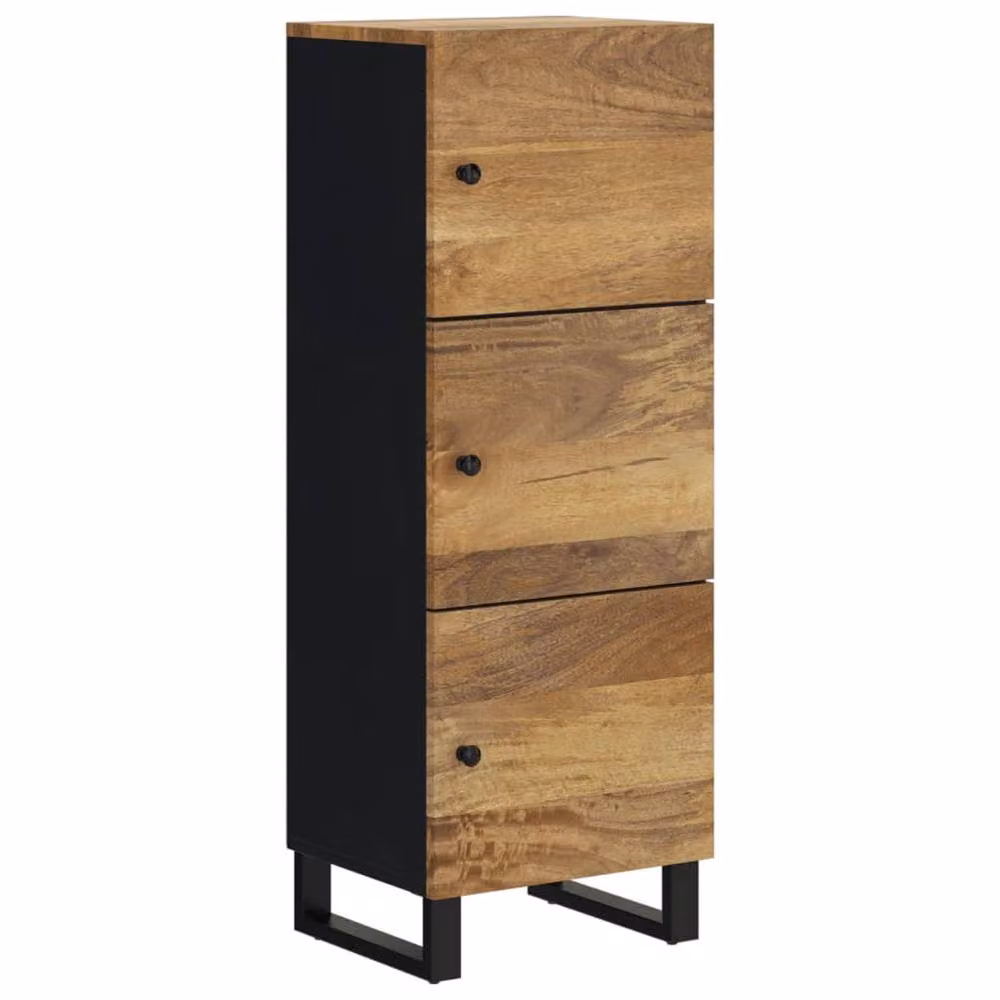 Berkfield Home Highboard with 3 Doors in Brown Mango Wood and Iron, W/D/H: 40 x 33 x 110 cm – 3