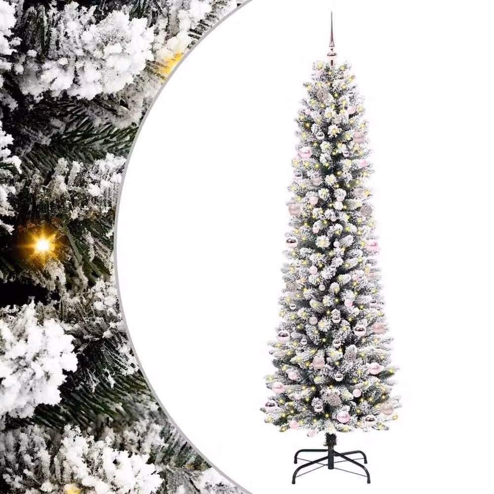 Berkfield Home Artificial Christmas Tree with 300 LEDs in Green and White, H: 200 cm, W: 63 cm, D: 63 cm – 3
