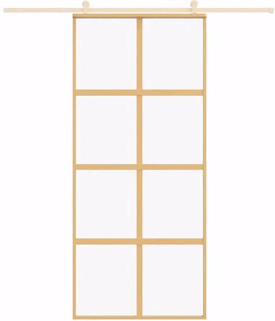 Berkfield Home Gold Sliding Door with Clear ESG Glass and Aluminium, W: 90 cm, H: 205 cm